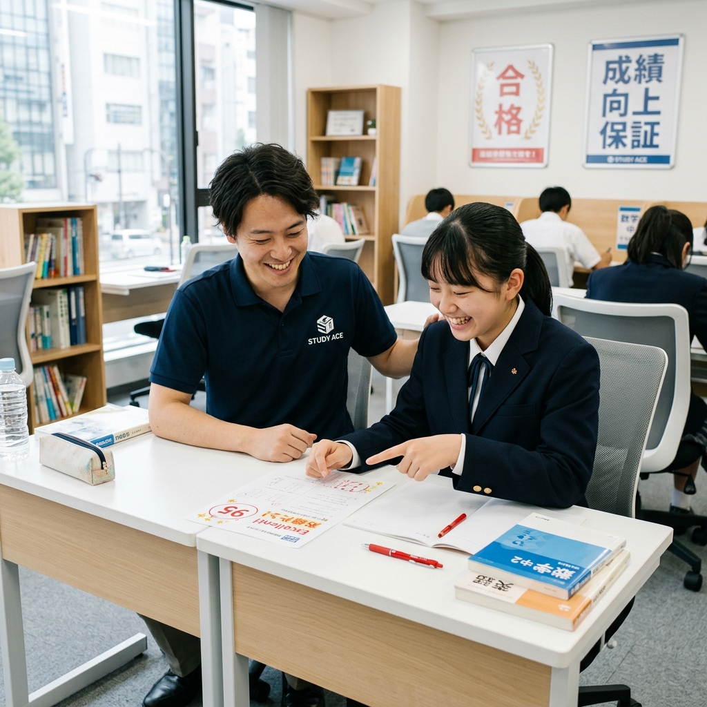 個別指導でノートを見ながら熱心に教える講師